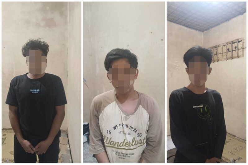 Tiga Terduga Pengedar Narkoba saat berada di tahanan. 