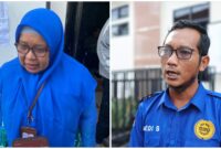 Dosen Fakultas Hukum Universitas Lambung Mangkurat (Unlam), Dr. Yulia Qamariyanti. (Kiri) kuasa hukum Kakek Kahfi, Dedi (kanan). 