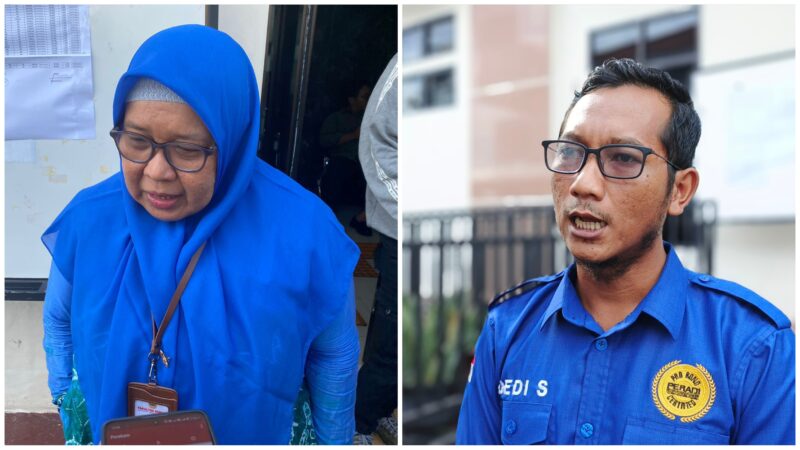 Dosen Fakultas Hukum Universitas Lambung Mangkurat (Unlam), Dr. Yulia Qamariyanti. (Kiri) kuasa hukum Kakek Kahfi, Dedi (kanan). 