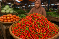 ILUSTRASI CABAI RAWIT DIPASAR. (FOTO: AI) 