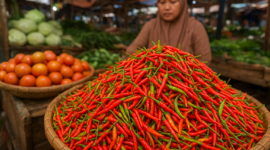 ILUSTRASI CABAI RAWIT DIPASAR. (FOTO: AI) 